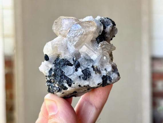 Black Tourmaline Quartz Cluster, Aricanga Mine, 124g, Self-Standing Formation, São Jose da Safira, Minas Gerais, Brazil S086