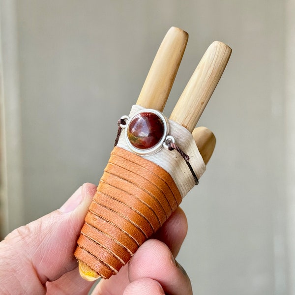 Double Kuripe, Handcrafted Natural Wood Kuripe with Carnelian Agate, Shamanic Applicator Pipe