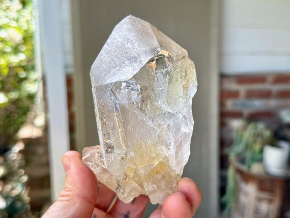 Quartz with Hematite, Water Clear and Naturally Etched, 363g, Root Chakra, Gouveia, Minas Gerais, Brazil W470