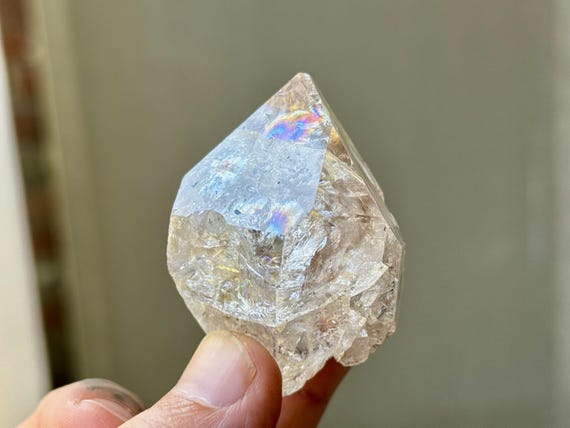 Herkimer Diamond with Rainbows, Double Terminated, 75g, New Find, Third Eye Chakra, Universal Life Force, New York A525