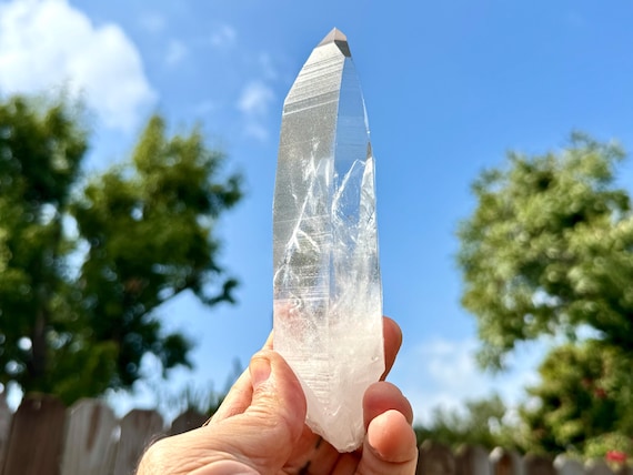 Blue Needle Lemurian Quartz with Time Link & Key Imprint, Water Clear, 314g, New Find, Bahia, Brazil W607