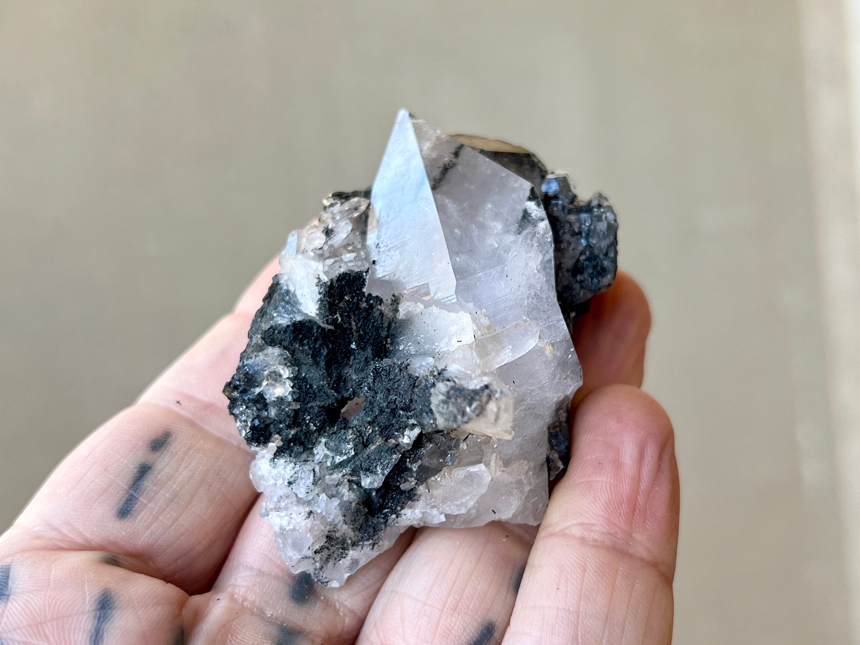 Black Samadhi Quartz with Black Tourmaline, Rare Find, Himalayan Quartz ...