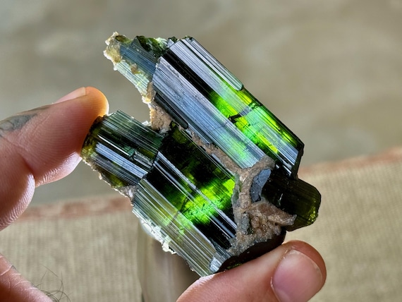 Green Tourmaline, Aricanga Mine, 34.7g, New Find, São Jose do Safira, Minas Gerais, Brazil T592
