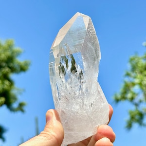 Lemurian Phantom Quartz with Rainbow & Time Link, Water Clear, 413g, New Find, Bahia, Brazil W193