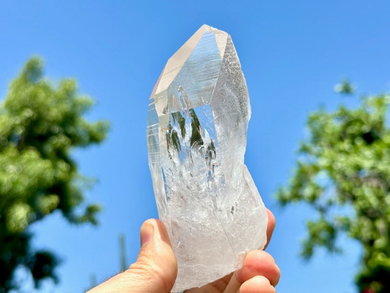 Lemurian Phantom Quartz with Rainbow & Time Link, Water Clear, 413g, New Find, Bahia, Brazil W193