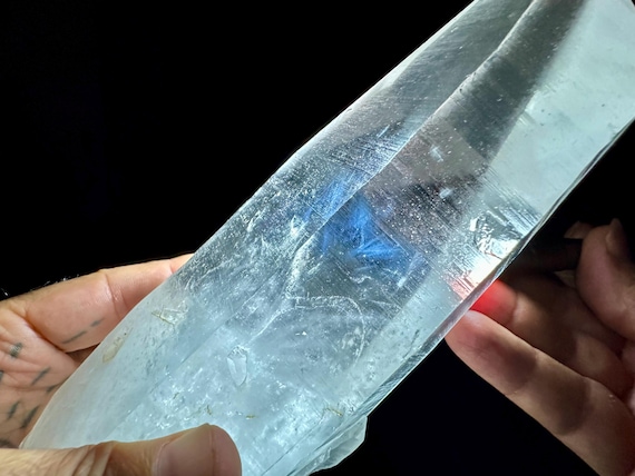 Blue Needle Lemurian Quartz with Time Link, 1.7 Kilo, AAA Water Clear Crystal, Bahia, Brazil W567