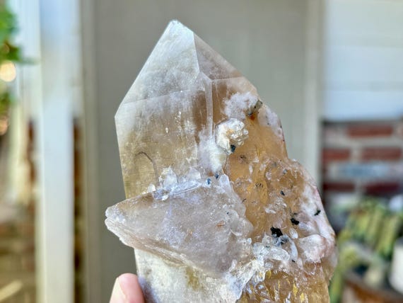 Elestial Smoky Citrine with Feldspar Inclusions, Mother and Child Formation, 919g, Crystal for Manifestation, Minas Gerais, Brazil X167