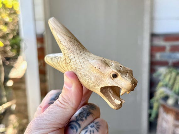 Snake Kuripe, Traditional Shamanic Applicator Pipe, Hand Carved from Solid Hardwood