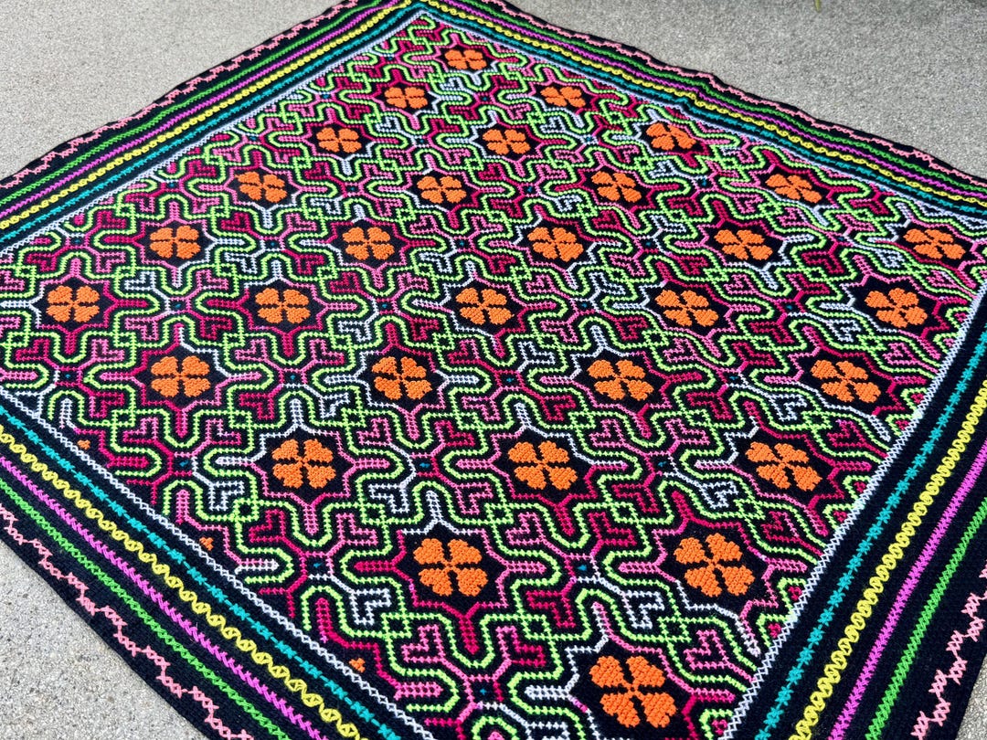 Manta Shipibo de Pucallpa, Perú, 67 x 73 cm, gran mantel