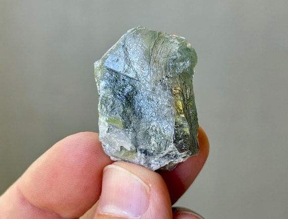 Clear Apatite with Green Actinolite Inclusions, 24g, Rare Find, Heart Chakra, Energy Balancing Crystal, Pakistan S487