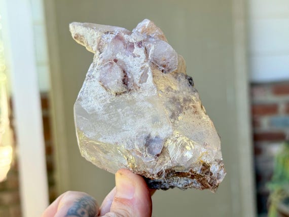 Elestial Quartz with Red Hematite, Penetrator Formation, 444g, Old Find, Aracuai, Minas Gerais, Brazil W289