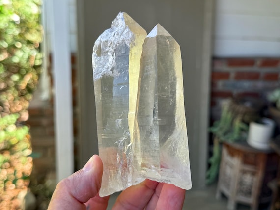 Cathedral Quartz, Tantric Twin, Water Clear with Black Tourmaline, 576g, Minas Gerais, Brazil X737