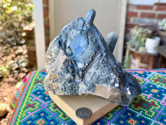 Blue Tourmaline Quartz, Self-Standing, 2.1 Kilo, Third Eye & Throat Chakra, Jenipapo, Minas Gerais, Brazil V296