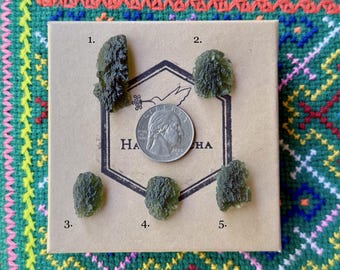 Moldavita, Moldavita Natural Autêntica, Escolha UMA de Cinco, Cristal Extraterrestre Interplanetário, Chlum, República Tcheca A672