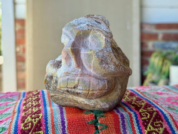 Stone Geode Skull with Smoky Quartz, Self-Standing, 977g, Crystal Skull for Display, Cusco, Peru PS16