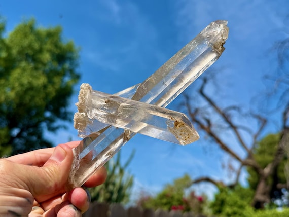 Laser Quartz, Self-Standing & Water Clear, 362g, Mother and Child Formation, Diamantina, Minas Gerais, Brazil W624