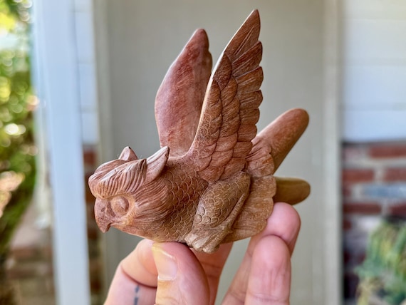 Owl Kuripe, Traditional Shamanic Applicator Pipe, Hand Carved from Natural Hardwood