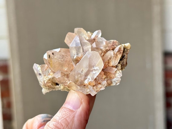 Orange Lodolite Quartz Cluster with Black Tourmaline Inclusions, 95g, New Find, Diamantina, Minas Gerais, Brazil S245