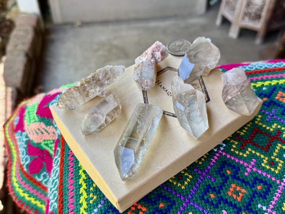 Lodolite Phantom Quartz Lot, 7 Pcs, Green Chlorite & Kaolinite Inclusions, Gouveia, Minas Gerais, Brazil T998