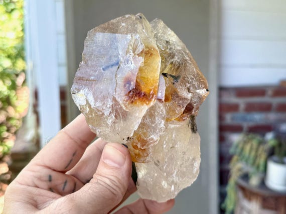Golden Healer Quartz with Green Tourmaline, 627g, New Find, Barra do Salinas, Minas Gerais, Brazil X882