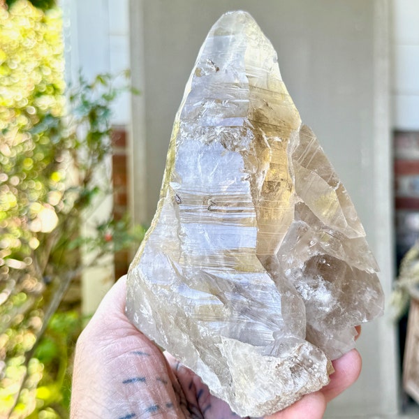 Smoky Tessin Quartz with and Lemurian Striations, 1.9 Kilo, New Find, Self-Standing Crystal, Conselheiro Pena, Minas Gerais, Brazil W123