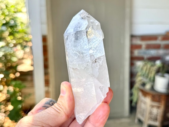 Starbrary Manifestation Quartz, Inner Child Crystal, 229g, Water Clear with Star Markings, Corinto, Minas Gerais, Brazil S735