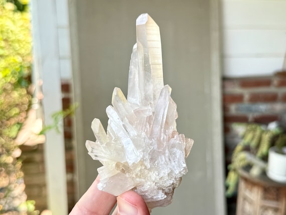 Pink Lemurian Quartz Starburst Cluster, 236g, Old Find, Stunning Aesthetic Formation, Serra do Cabral, Minas Gerais, Brazil W416
