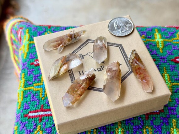 Red Amphibole Quartz Lot, 6 pcs, Angel Lemurian Quartz, Minas Gerais, Brazil B507