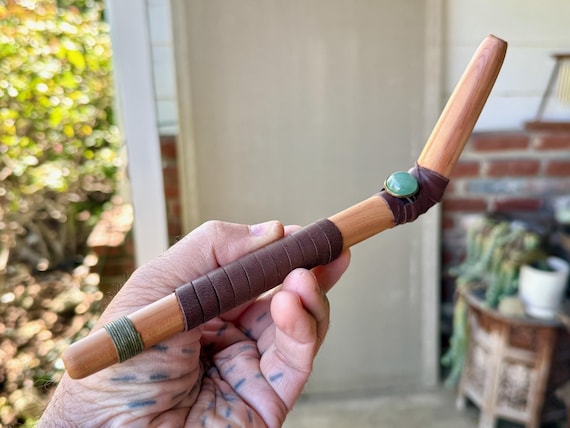 Tepi Pipe, Traditional Shamanic Applicator Pipe, Handcrafted Wooden Tepi with Aventurine