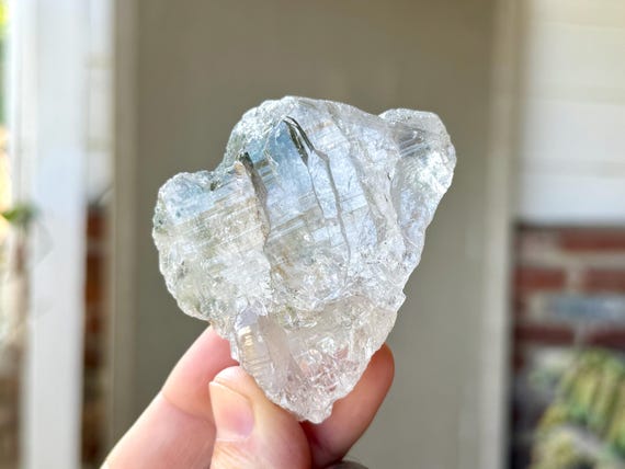 Himalayan Cathedral Quartz with Green Chlorite, 111g, High Altitude Crystal for Heart Healing and Purification, India S179