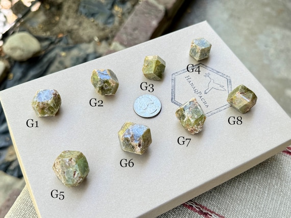 Green Garnets, Natural Dodecahedral Formations, Choose ONE of Eight, Heart Chakra, Manifestation & Abundance, Mali T994