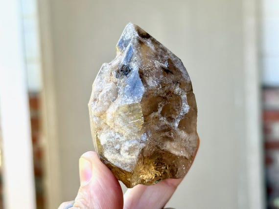 Smoky Citrine with Blue-Green Tourmaline, 146g, New Find, Channeling & Mediumship, Coronel Murta, Minas Gerais, Brazil V195