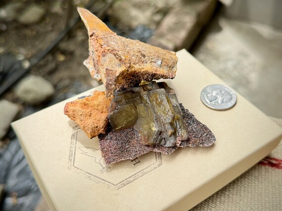 Golden Barite on Matrix, New Find, Yellow Barite in Tabular Formation, Inner Vision, Crown Chakra, Miraflores, Huanuco, Peru W242