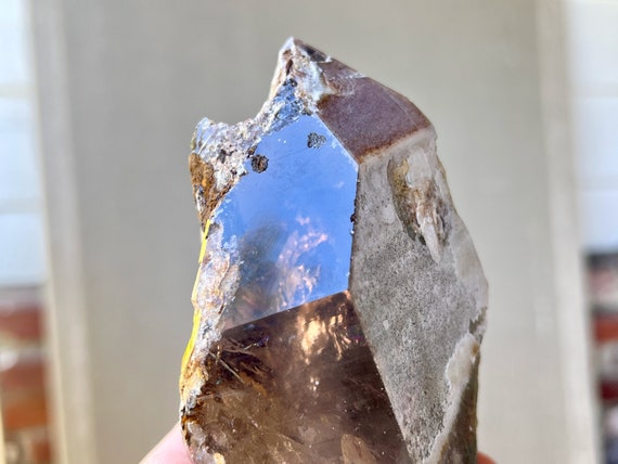Smoky Quartz with Growth Interrupted Termination & Lodolite Inclusions, 637g, New Find, Aracuai, Minas Gerais, Brazil X672