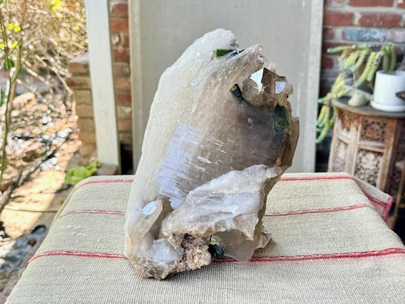 Smoky Quartz with Green Tourmaline, 6.4 Kilo, New Find, Large Statement Crystal, Minas Gerais, Brazil W560