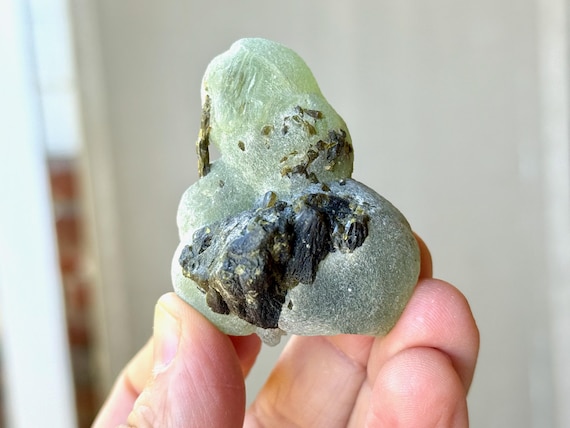 Prehnite with Green Epidote, 85g, Natural Botryoidal Formation, Lucid Dreaming, Extraterrestrial Contact, Mali A140