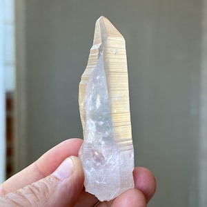 Pink Lemurian Quartz, Tapered Formation with Deep Striations, 69g, New Find, Crown Chakra Crystal, Bahia, Brazil S949