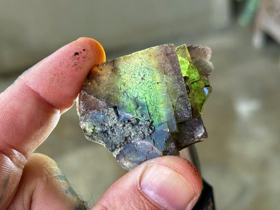 Bicolor Fluorite, Purple & Green, UV Reactive, 62g, Third Eye and Heart Chakra, Nigeria A428