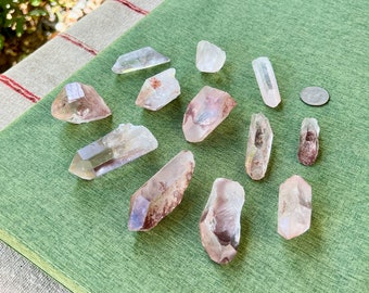 Starbrary Quartz Wholesale Lot, 11 Pieces (500g) of Hand Selected Pink, Gray and Clear Quartz with Star Markings, Corinto, Brazil WS078