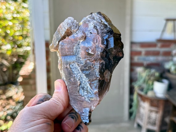 Elestial Smoky Quartz with Amethyst, Double Terminated, 518g, Old Find, Aracuai, Minas Gerais, Brazil W287