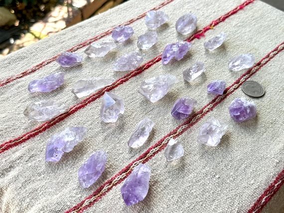 Amethyst Dissolution Quartz Lot, 25 Pieces (340g) of High-Grade, Hydrothermally Etched Lilac Amethyst, Bahia, Brazil WS123