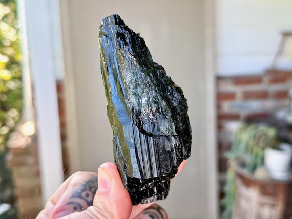 Dark Green Tourmaline, 222g, New Find, Heart Chakra & Prana Energy, Coronel Murta, Minas Gerais, Brazil V168