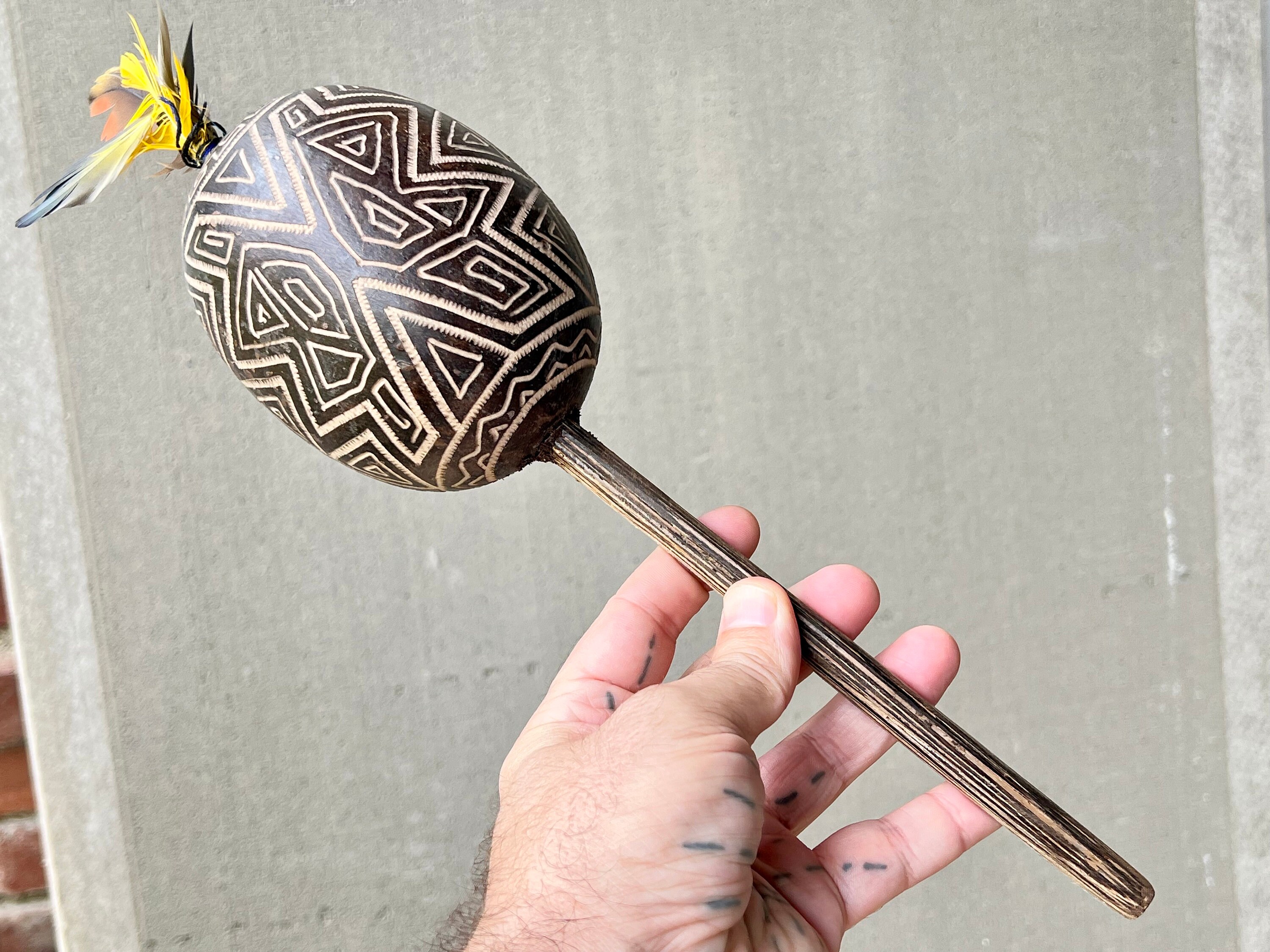 Amazonian Rattle Shaman Rattle, Traditional Shipibo Rattle for Shamanic Plant Medicine ...