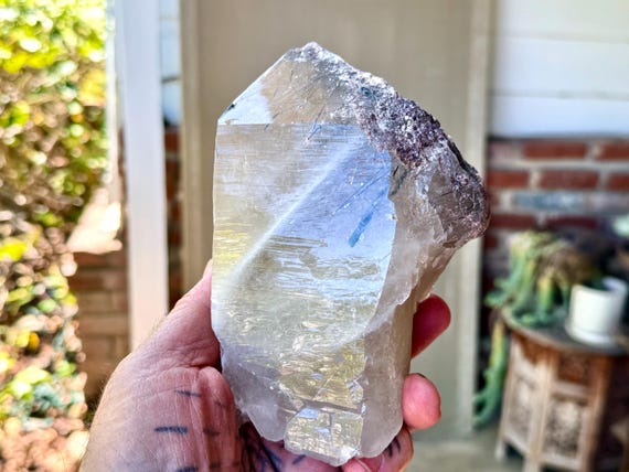 Unicorn Stone Phantom Quartz, Blue-Green Tourmaline & Lepidolite, 1.5 Kilo, São José do Safira, Minas Gerais, Brazil W460
