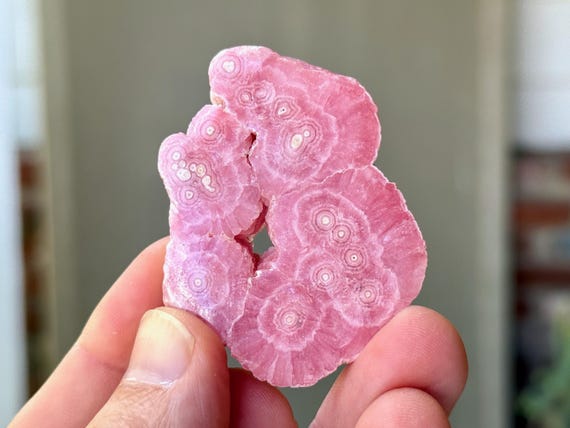 Rhodochrosite Stalactite Slice, 53g, Semi-Polished Natural Rhodochrosite, Heart Healer, Capillitas Mine, Catamarca, Argentina A732