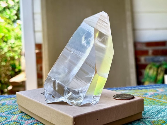 Lemurian Quartz with Time Link, Self-Standing, 534g, New Find, AAA Water Clear, Bahia, Brazil W208