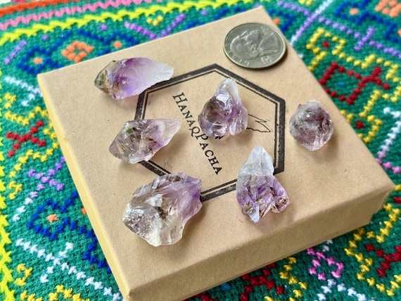 Amethyst with Cacoxenite Inclusions, 6 pcs, Crown & Third Eye Chakra, Spiritual Purification, Bahia, Brazil A745