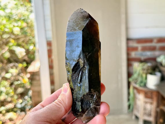 Pele's Dream Lemurian with Time Link, Smoky Citrine, 400g, New Find, Shadow Work & Trauma Healing, Goias, Brazil V371