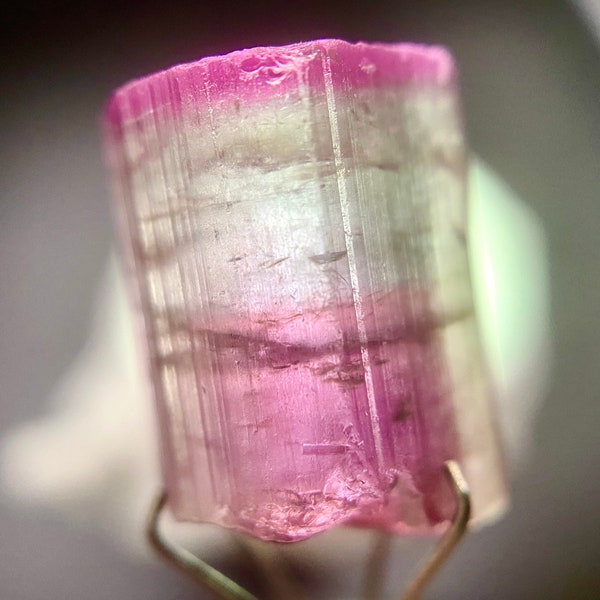Pink Tourmaline from Paprok Mine, 4.7g, Terminated Bicolor Rubellite Tourmaline with Clear Layer and Pink Cap, Afghanistan K782