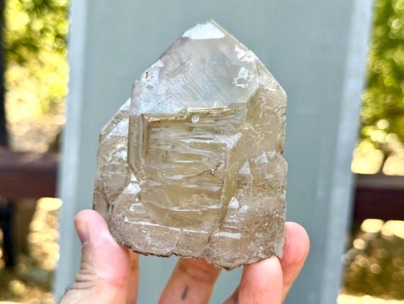 Elestial Citrine, Cruzeiro Mine, Self-Standing, 718g, Old Find, Minas Gerais, Brazil V725